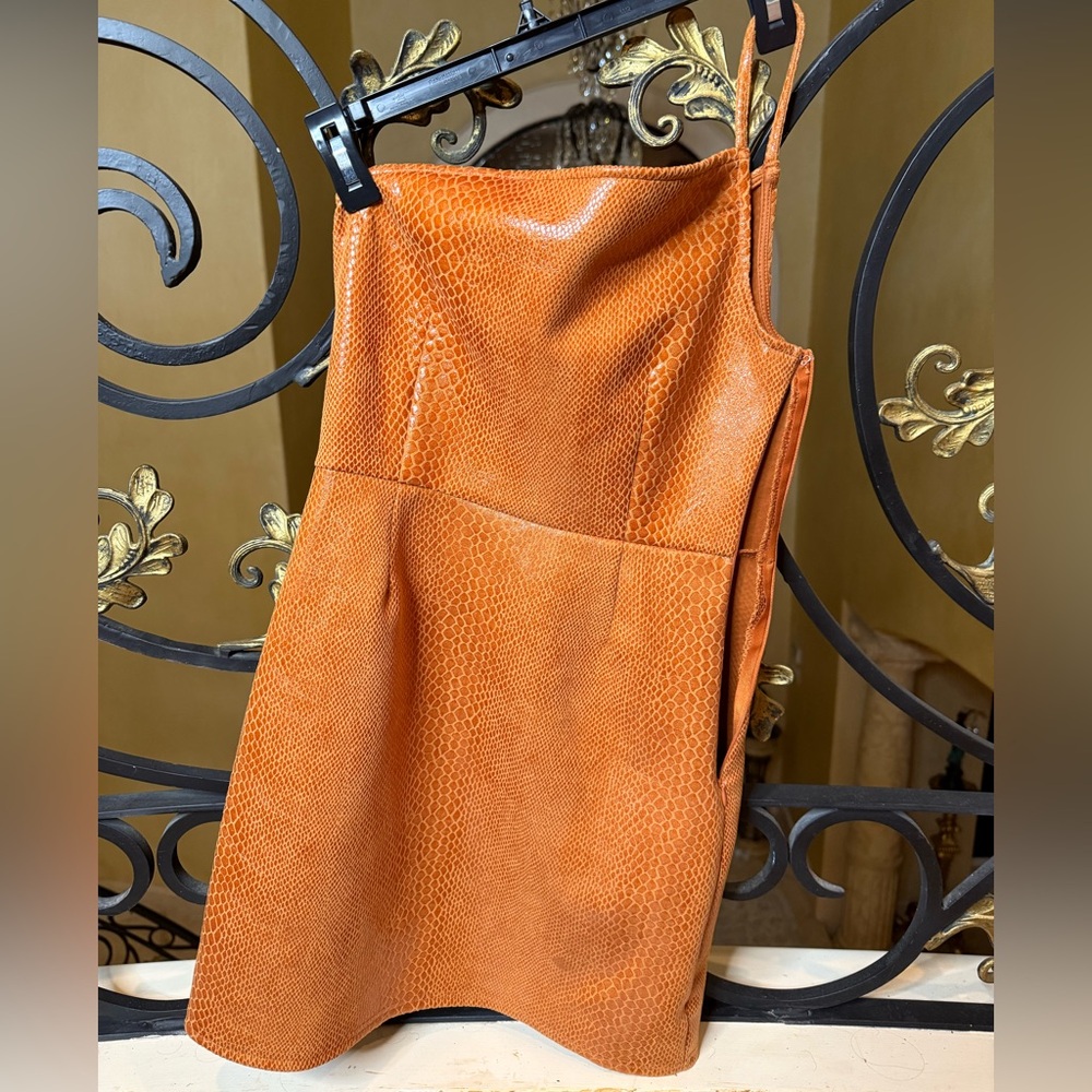 Orange/tan Faux Snakeskin Dress